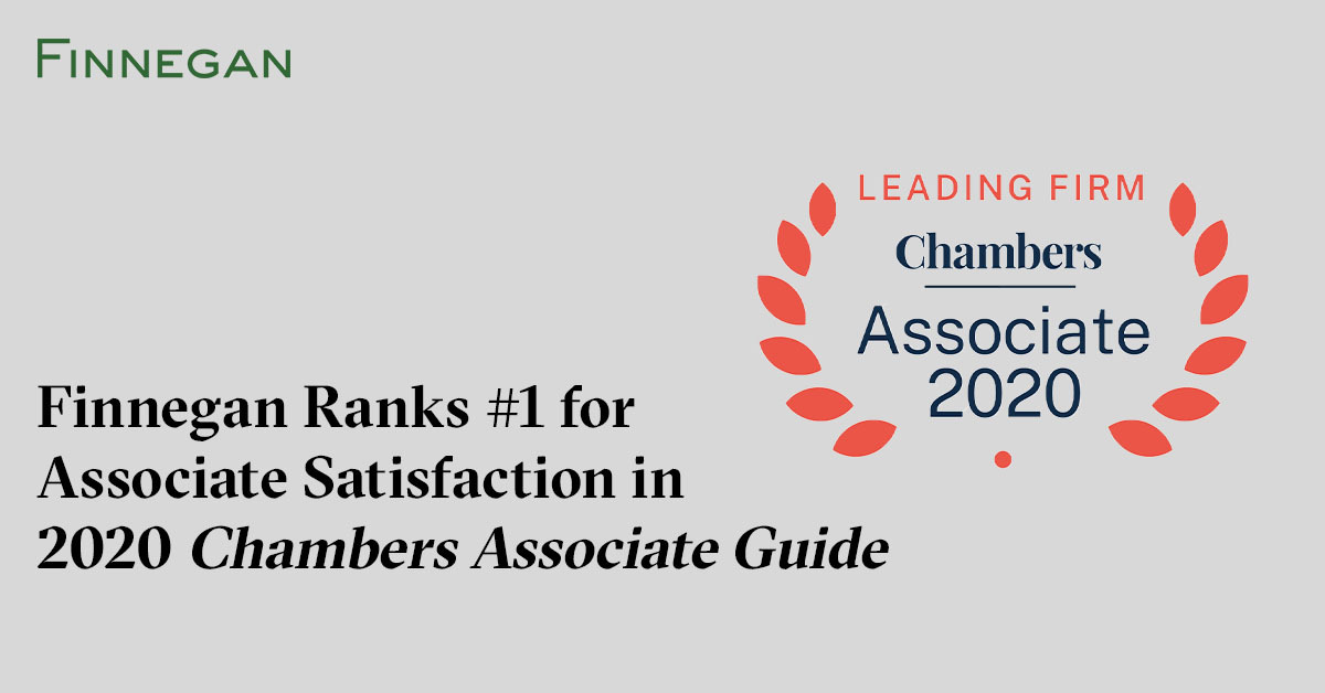 Finnegan Ranks 1 for Associate Satisfaction in 2020 Chambers Associate