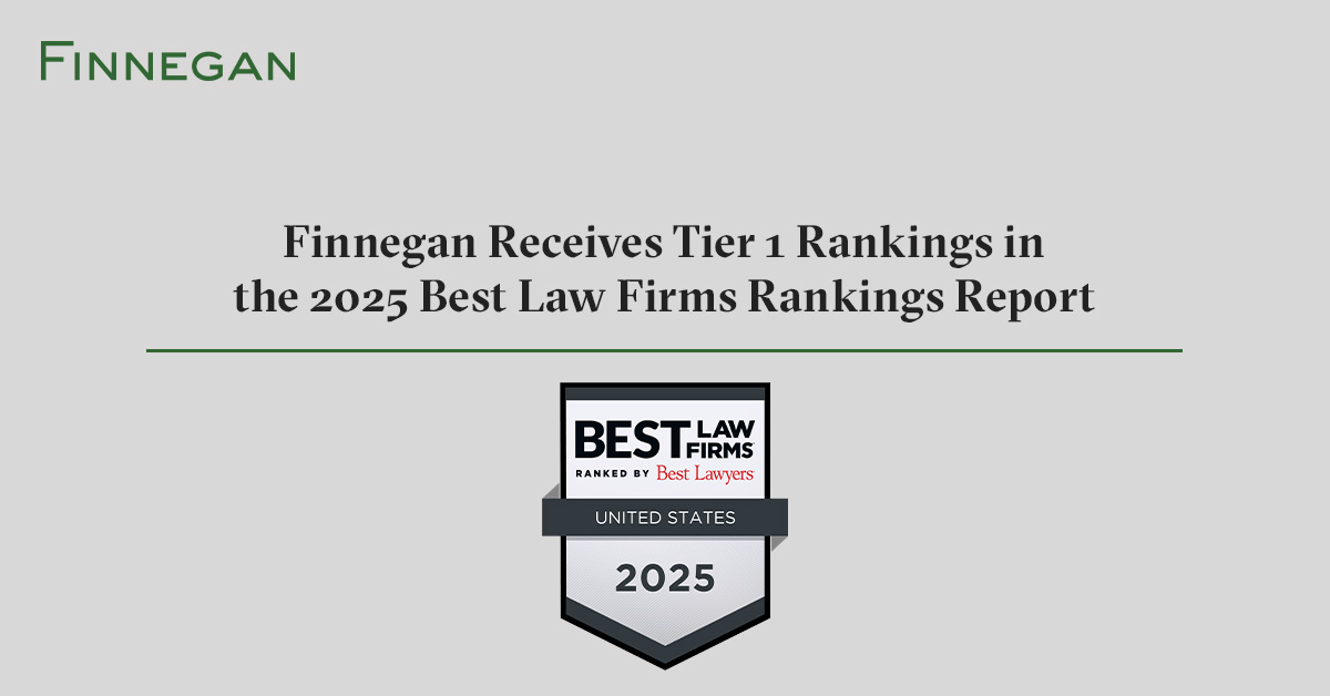 Finnegan Receives Tier 1 Rankings in the 2025 Best Law Firms Rankings