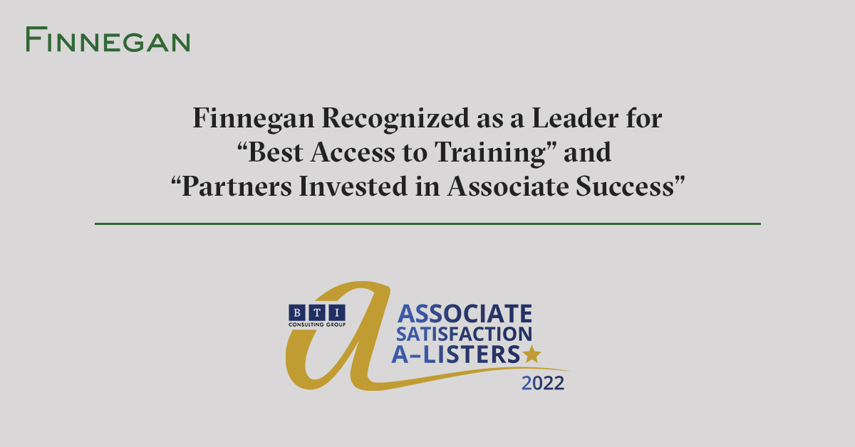 BTI’s New Associate Satisfaction Report Highlights Finnegan as a Leader