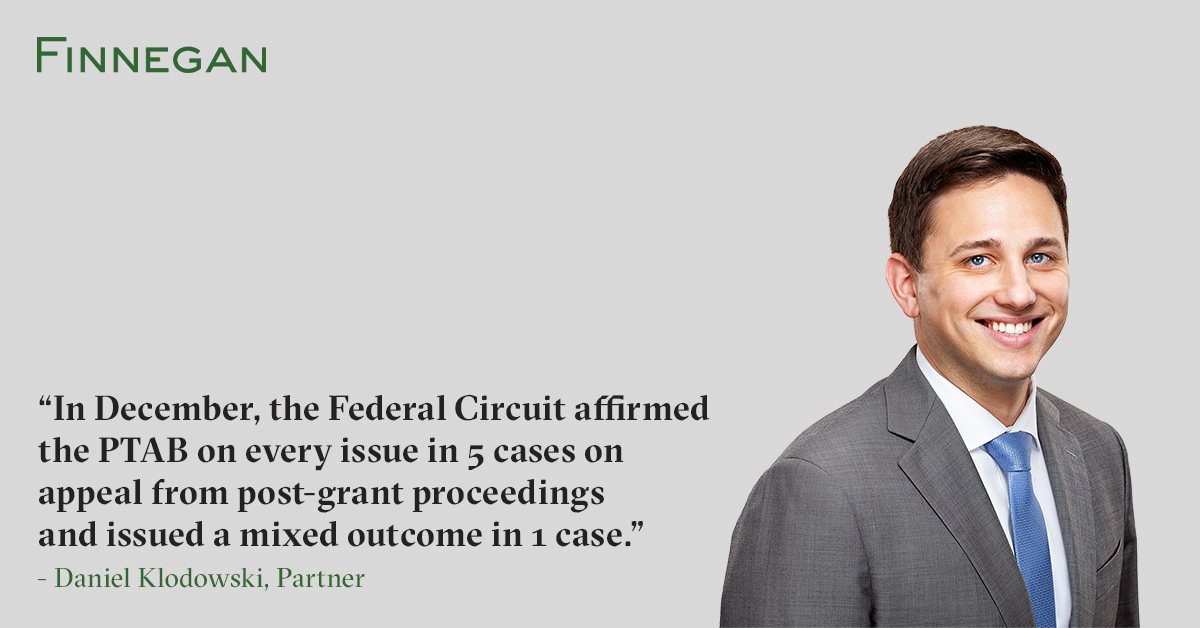 Federal Circuit PTAB Appeal Statistics for December 2022 Finnegan