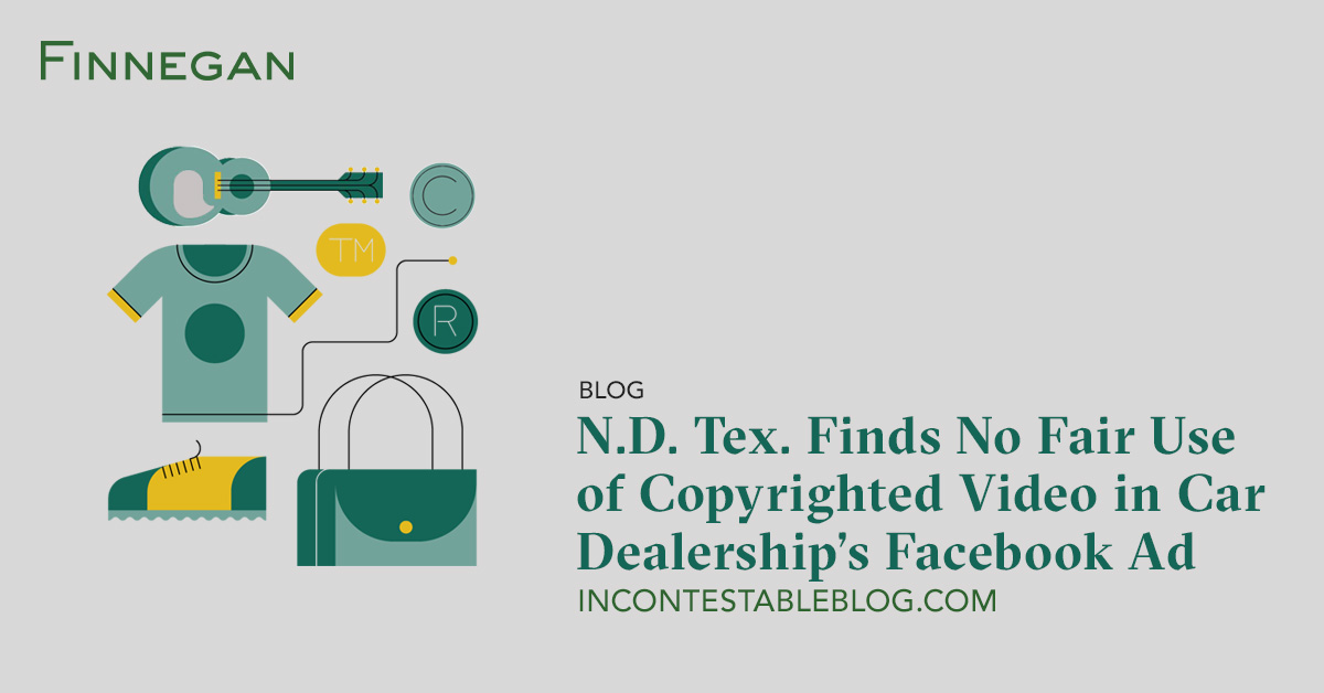 N.D. Tex. Finds No Fair Use of Copyrighted Video in Car 
